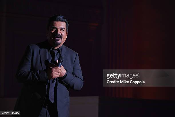 Comedian George Lopez performs onstage during the Natural Resources Defense Council's "NRDC's Night of Comedy" Benefit with Seth Meyers, John Oliver,...
