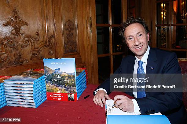 Stephane Bern signs his Book "Mon Luxembourg" at Residence of the Ambassador of Luxembourg on November 9, 2016 in Paris, France.