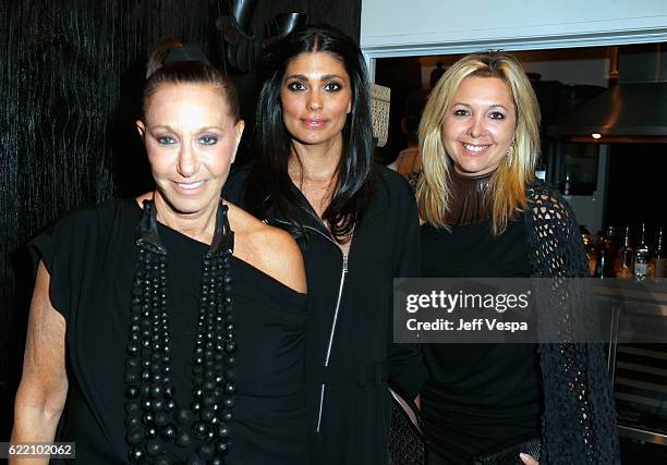 Fashion designer Donna Karan, fashion designer Rachel Roy and Erica Zohar attend the Urban Zen LA Opening on November 9, 2016 in Los Angeles,...