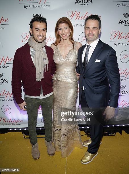 Zach Erdem, Amy Gottenberg and John Villa attend the Philippe Chow Golden Revolution at Philippe Chow on November 9, 2016 in New York City.