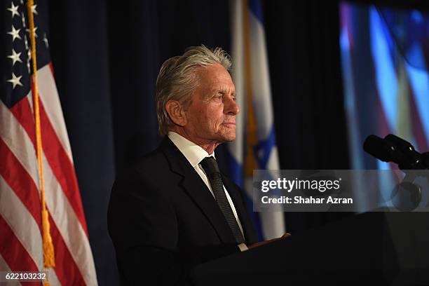 Actor Michael Douglas at the 2016 World Jewish Congress Herzl Award Dinner at The Pierre Hotel on November 9, 2016 in New York City.