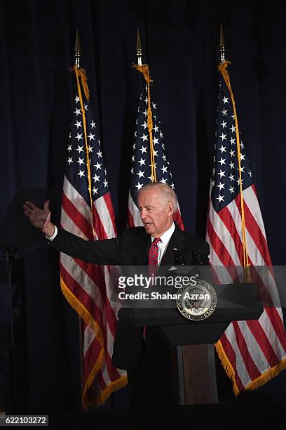 Vice President Joe Biden at the 2016 World Jewish Congress Herzl Award Dinner at The Pierre Hotel on November 9, 2016 in New York City.