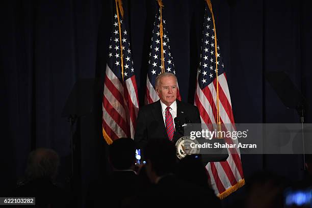 Vice President Joe Biden at the 2016 World Jewish Congress Herzl Award Dinner at The Pierre Hotel on November 9, 2016 in New York City.