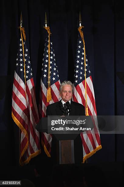 Actor Michael Douglas at the 2016 World Jewish Congress Herzl Award Dinner at The Pierre Hotel on November 9, 2016 in New York City.