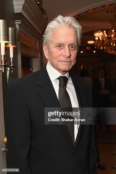 Actor Michael Douglas at the 2016 World Jewish Congress Herzl Award Dinner at The Pierre Hotel on November 9, 2016 in New York City.