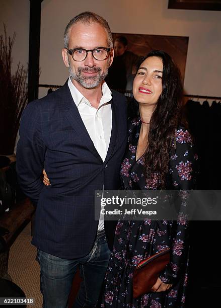 Jeff Snyder and actress Shiva Rose attend the Urban Zen LA Opening on November 9, 2016 in Los Angeles, California.