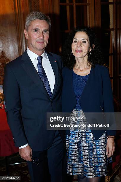 Ambassador of Luxembourg to France, Paul Duhr and his wife Valerie attend Stephane Bern signs his Book "Mon Luxembourg" at Residence of the...