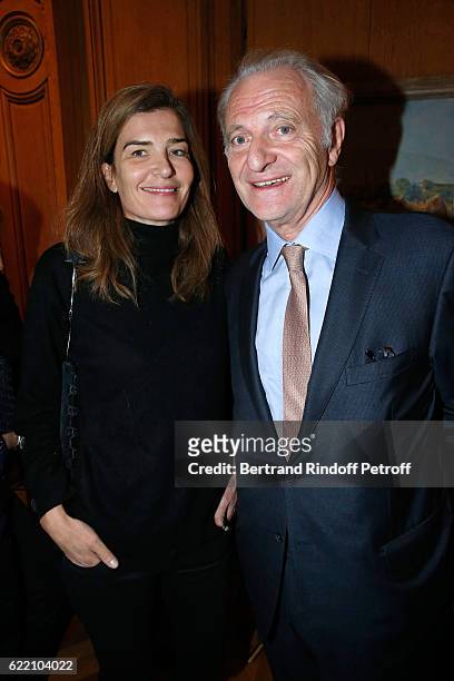 Writer Capucine Motte and Alain Flammarion attend Stephane Bern signs his Book "Mon Luxembourg" at Residence of the Ambassador of Luxembourg on...