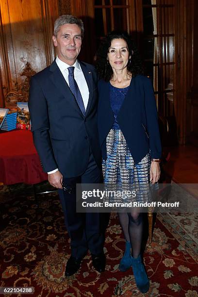 Ambassador of Luxembourg to France, Paul Duhr and his wife Valerie attend Stephane Bern signs his Book "Mon Luxembourg" at Residence of the...