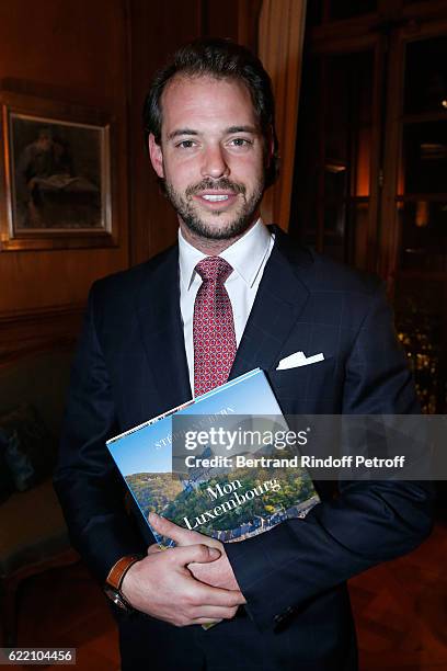 Prince Felix de Luxembourg attends Stephane Bern signs his Book "Mon Luxembourg" at Residence of the Ambassador of Luxembourg on November 9, 2016 in...