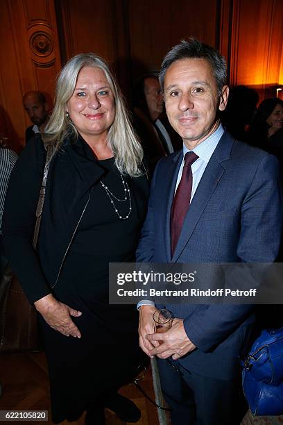 General Director of Galignani Bookstore, Danielle Cillien Sabatier and President of Monnaie de Paris, Christophe Beaux attend Stephane Bern signs his...