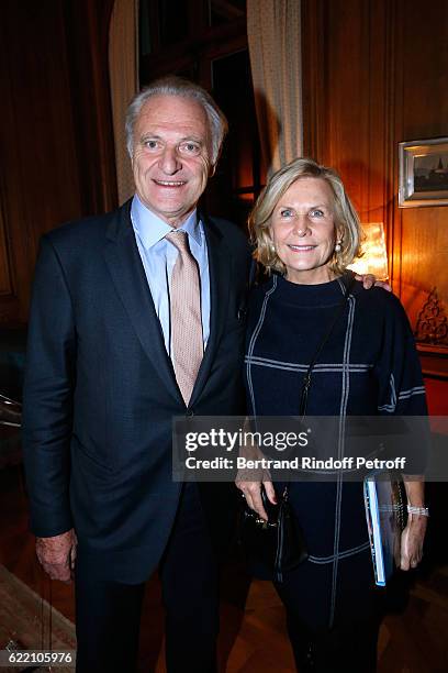 Alain Flammarion and his wife Suzanna attend Stephane Bern signs his Book "Mon Luxembourg" at Residence of the Ambassador of Luxembourg on November...