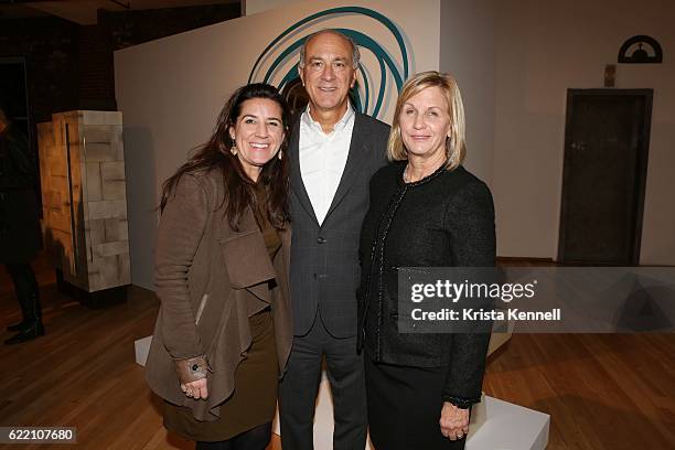 Melissa Raddatz, Ralph Puchi and Ann Puchi attend Ralph Pucci Presents Herve van der Straeten Synchronizationat 44 West 18th Street - Penthouse on...