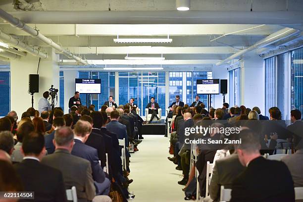 Adam Spagnolo, Robert Sorin, Kenneth Fisher, Daniel R. Garodnick, Anthony E. Malkin and Peter Riguardi attend Commercial Observer: The Future of...