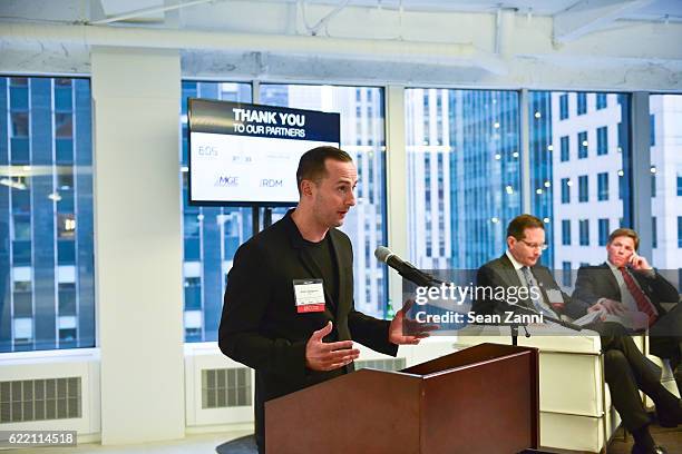 Adam Spagnolo, Robert Sorin and Kenneth Fisher attend Commercial Observer: The Future of Midtown East at 605 Third Avenue on November 9, 2016 in New...