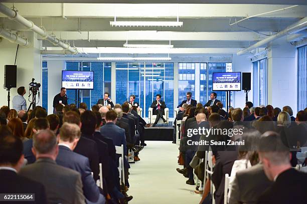 Adam Spagnolo, Robert Sorin, Kenneth Fisher, Daniel R. Garodnick, Anthony E. Malkin and Peter Riguardi attend Commercial Observer: The Future of...