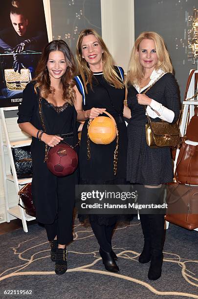 Actress Lena Meckel, Friederike Quast and Sonja Kiefer during the presantation of Friederike Quast New Fall/Winter 2016/17 handbag collection at...