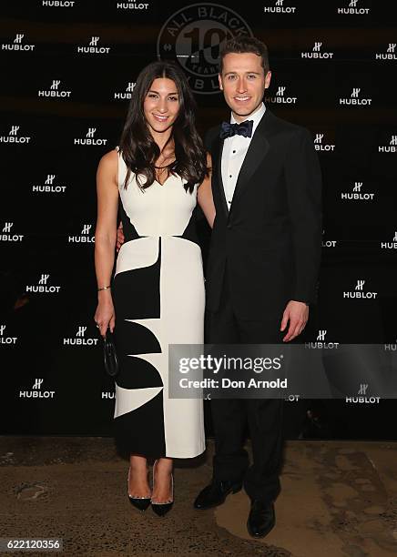 Hoda Waterhouse and Tom Waterhouse arrive ahead of the HUBLOT ALL BLACK celebration event at Carriageworks on November 10, 2016 in Sydney, Australia.