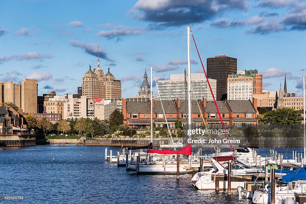 Basin Marina Park and city skyline...