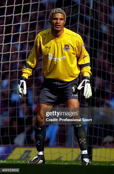 West Ham United goalkeeper David James in action during the FA Barclaycard Premiership match between West Ham United and Middlesbrough held on April...