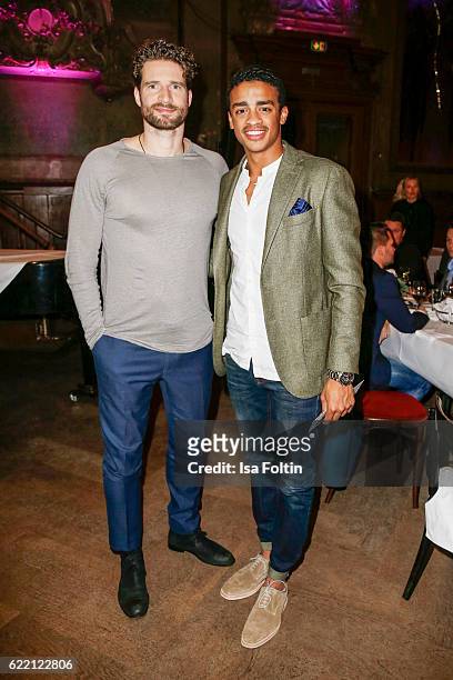 Former football player Arne Friedrich and Cliff Goncalo, GQ Gentleman 2016 attend the La Martina x GQ Pre-Dinner on November 9, 2016 in Berlin,...