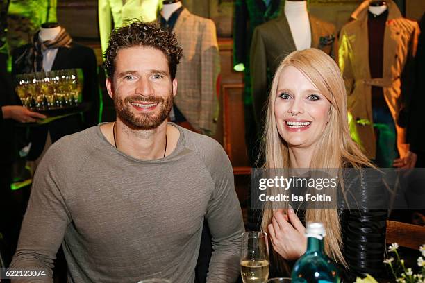 Former football player Arne Friedrich and model Mirja du Mont attend the La Martina x GQ Pre-Dinner on November 9, 2016 in Berlin, Germany.