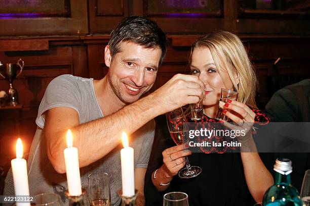 German moderator Andreas Tuerck and german moderator Nova Meierhenrich attend the La Martina x GQ Pre-Dinner on November 9, 2016 in Berlin, Germany.