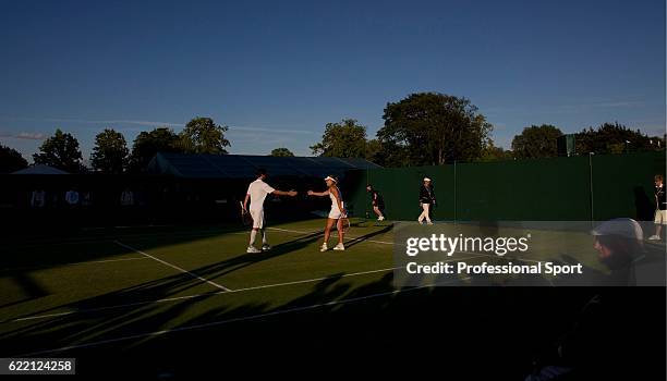 General view of action during the Mixed Double's second round match between Daniele Bracciali and Roberta Vinci of Italy and Philipp Petzschner and...