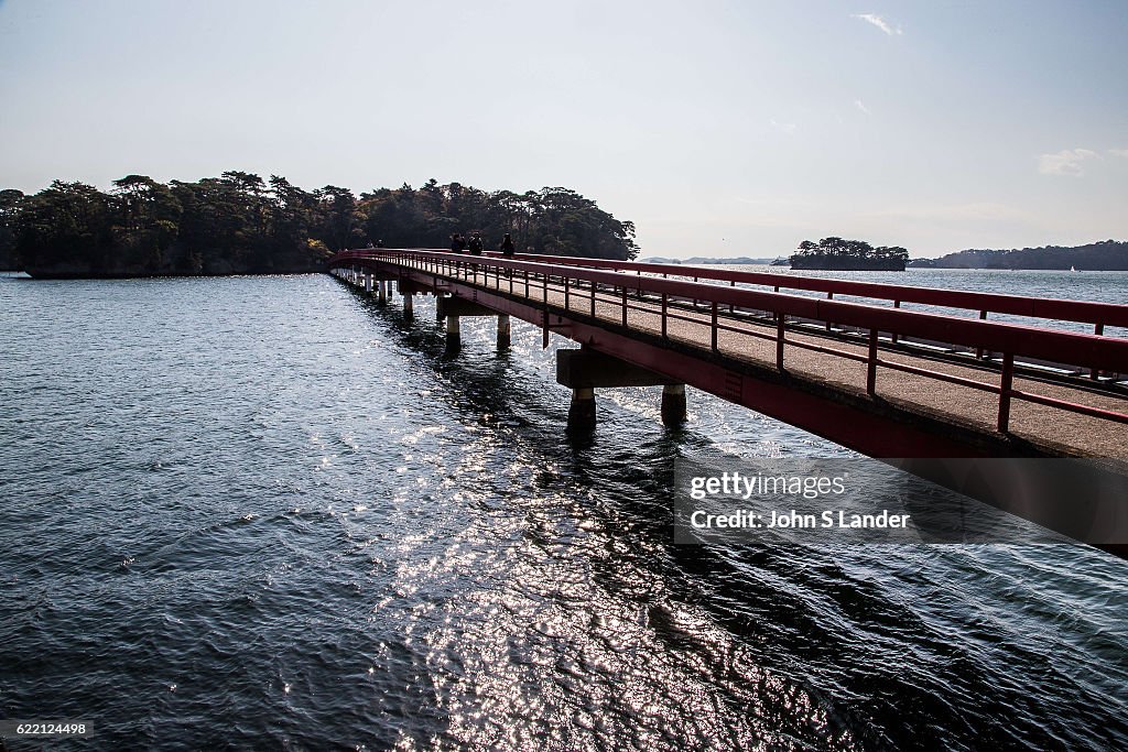 Fukuurajima Brdige leading to the island of the same name at...