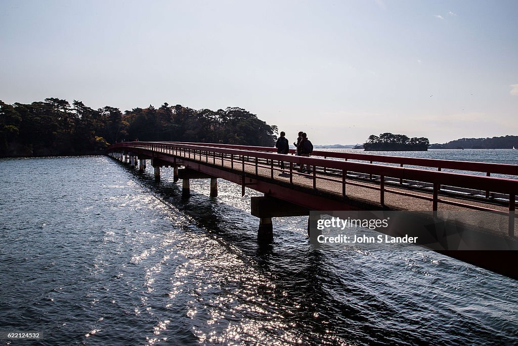 Fukuurajima Brdige leading to the island of the same name at...