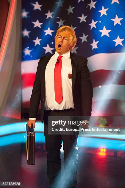 Comedian is seen imitating Donald Trump attends 'El Hormiguero' Tv show at Vertice Studios on November 9, 2016 in Madrid, Spain.