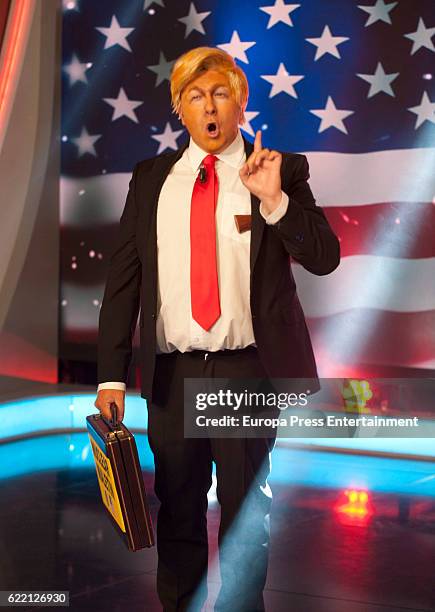 Comedian is seen imitating Donald Trump attends 'El Hormiguero' Tv show at Vertice Studios on November 9, 2016 in Madrid, Spain.