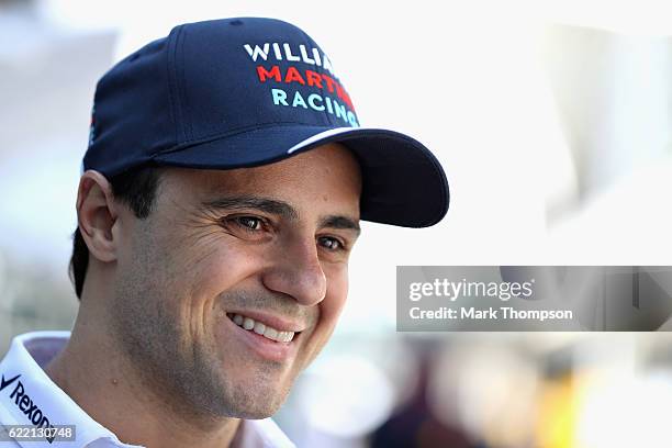 Felipe Massa of Brazil and Williams in the Paddock during previews for the Formula One Grand Prix of Brazil at Autodromo Jose Carlos Pace on November...