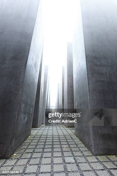 view inside the berlin holocaust memorial in black and white - monument to the murdered jews of europe stock illustrations