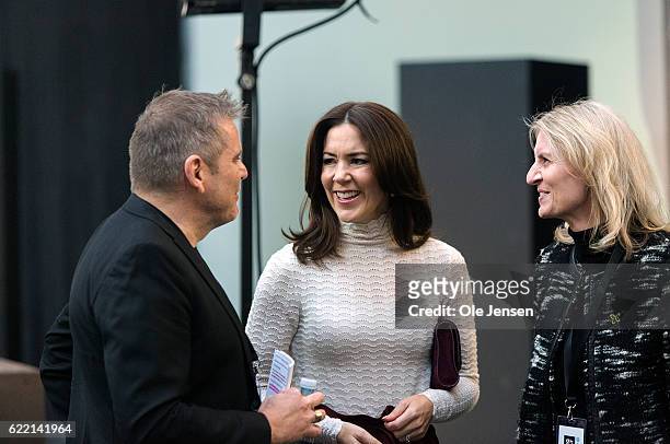 Crown Princess Mary of Denmark discuss with conference participants during The Mary Foundation conference for teachers about how to achieve...