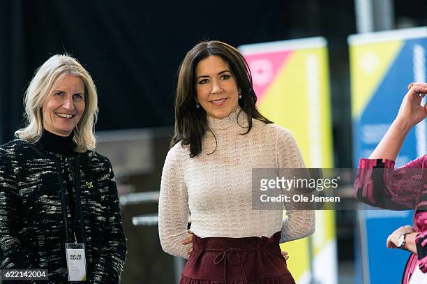 Crown Princess Mary of Denmark during The Mary Foundation conference for teachers about how to achieve respectful communication among the oldest...