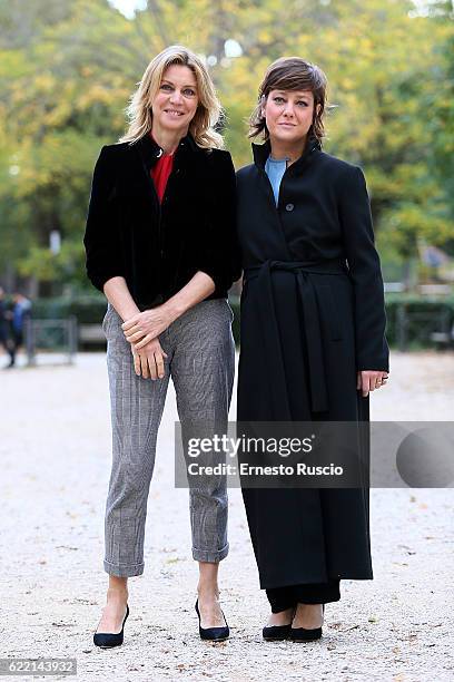 Margherita Buy and Giovanna Mezzogiono attend a photocall for 'Come Diventare Grandi Nonostante I Genitori' on November 10, 2016 in Rome, Italy.