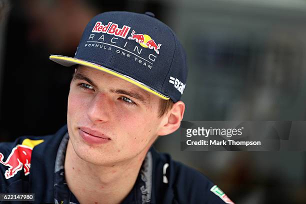 Max Verstappen of Netherlands and Red Bull Racing in the Paddock during previews for the Formula One Grand Prix of Brazil at Autodromo Jose Carlos...