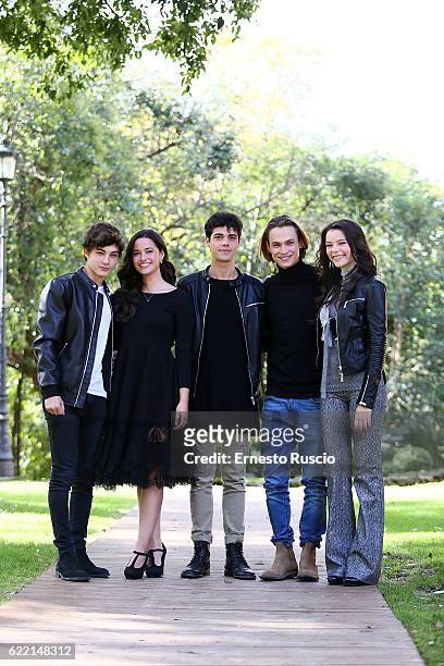 Federico Russo, Chiara Primavesi, Emanuele Misuraca, Saul Nanni and Eleonora Gaggero attend a photocall for 'Come Diventare Grandi Nonostante I...