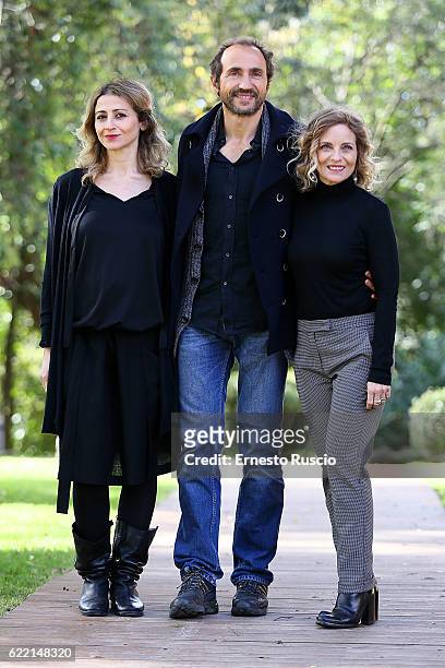 Aglaia Mora, Sergio Albelli and Francesca De Martini attend a photocall for 'Come Diventare Grandi Nonostante I Genitori' on November 10, 2016 in...
