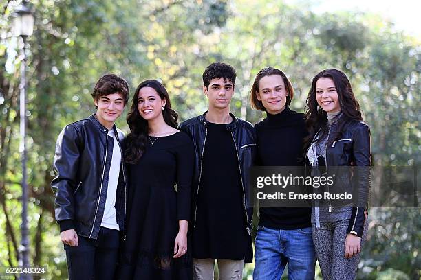 Federico Russo, Chiara Primavesi, Emanuele Misuraca, Saul Nanni and Eleonora Gaggero attend a photocall for 'Come Diventare Grandi Nonostante I...