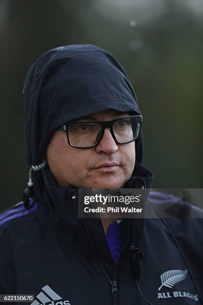 New Zealand All Black media manager Joe Locke during a training session at CUS Roma on November 10, 2016 in Rome, Italy.