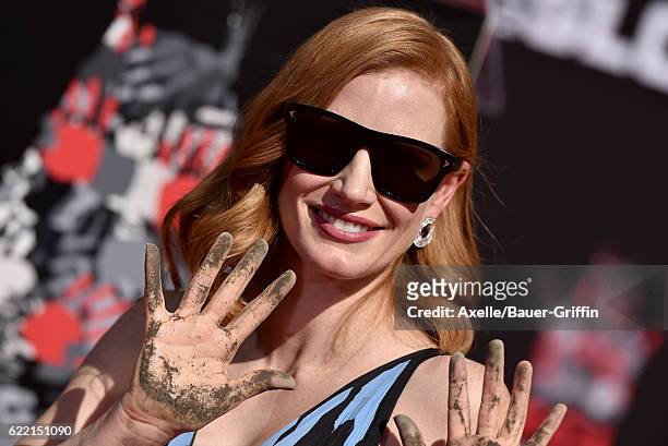 Actress Jessica Chastain is honored with Hand and Footprint Ceremony at TCL Chinese Theatre on November 3, 2016 in Hollywood, California.