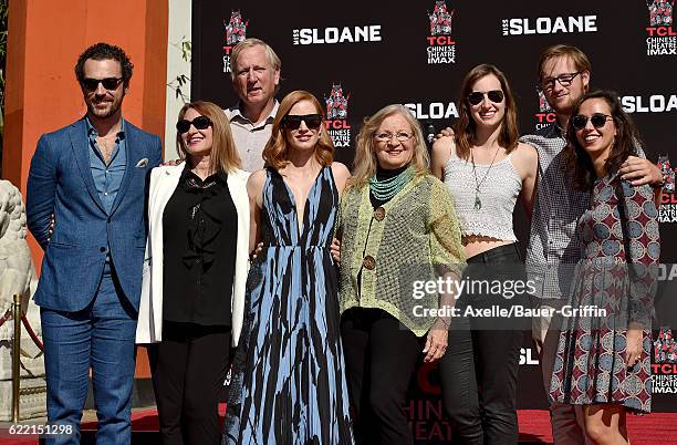 Gian Luca Passi de Preposulo, Jerri Chastain, Michael Hastey, actress Jessica Chastain, Marilyn Herst, Laci Smoot and Daniel Hastey attend the Hand...