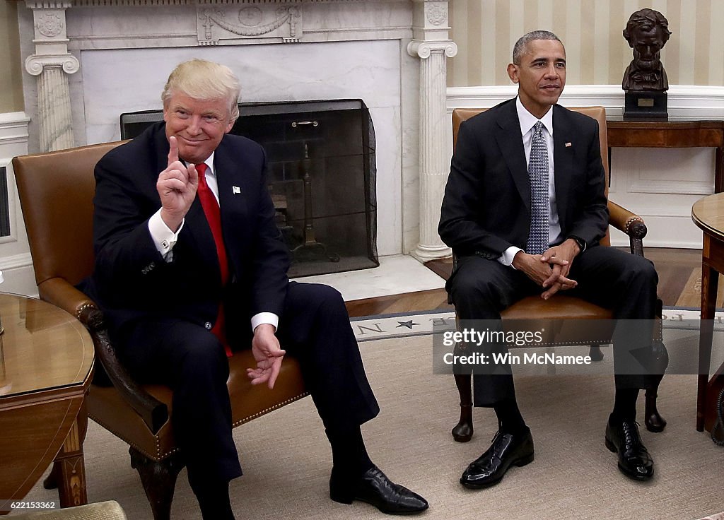 President Obama Meets With President-Elect Donald Trump In The Oval Office Of White House