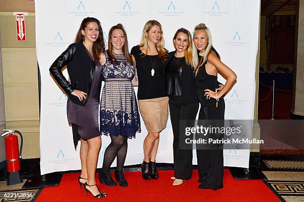 Claudia Gomez, Ariana Kane, Denise Kurland, Stacy Artall and Olivia Wong attend Strolling Supper: Lung Cancer Research Foundation's Fourteenth Annual...