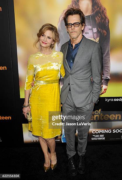 Actress Kyra Sedgwick and actor Kevin Bacon attend a screening of "The Edge of Seventeen" at Regal LA Live Stadium 14 on November 9, 2016 in Los...