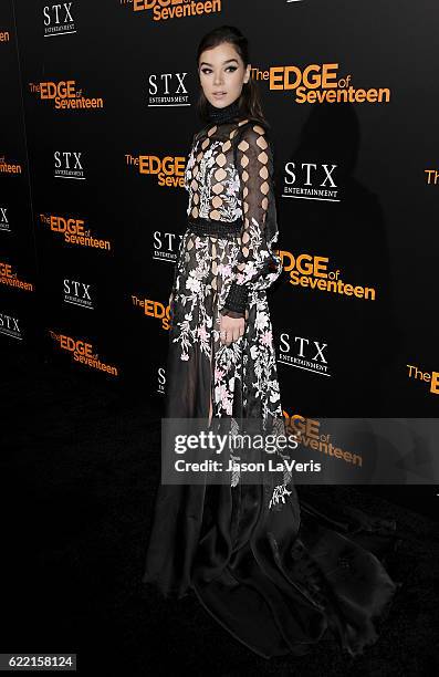 Actress Hailee Steinfeld attends a screening of "The Edge of Seventeen" at Regal LA Live Stadium 14 on November 9, 2016 in Los Angeles, California.