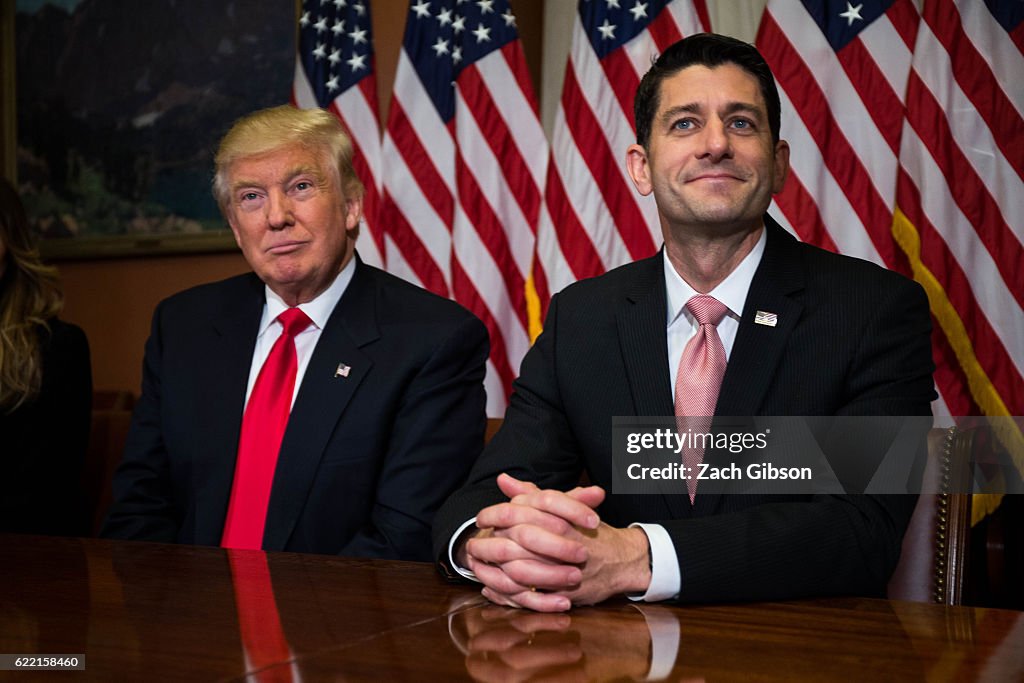 President-Elect Trump And Vice President-Elect Pence Meet With House Speaker Paul Ryan On Capitol Hill