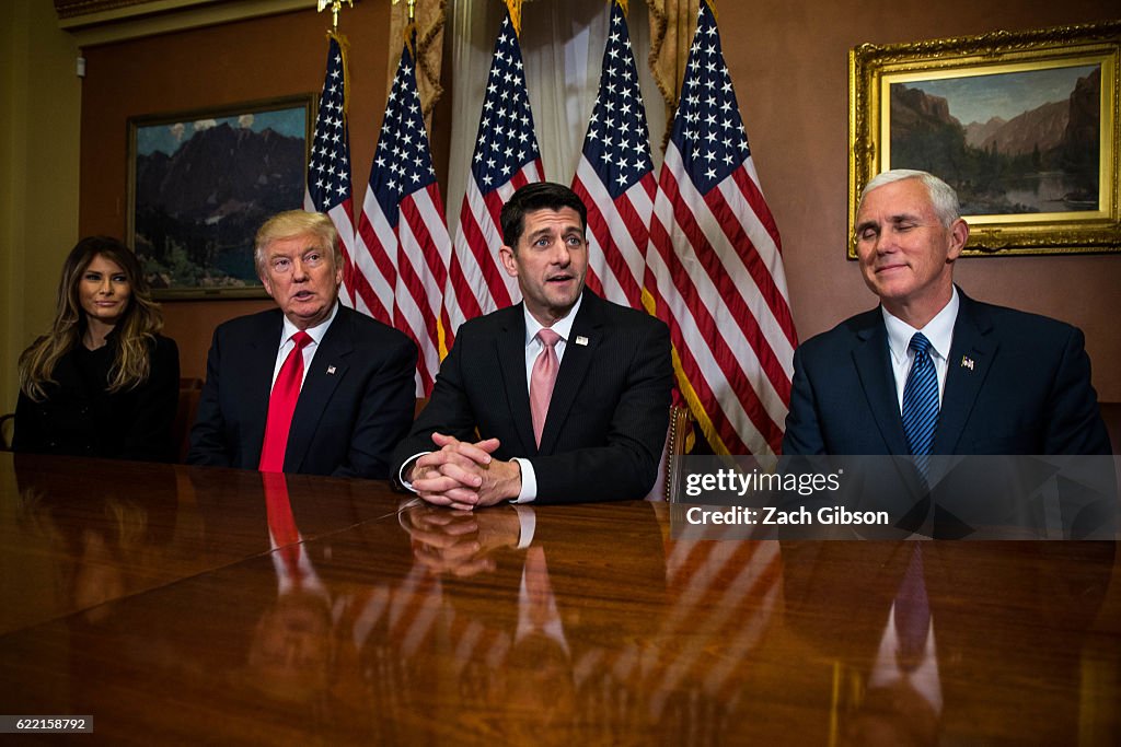 President-Elect Trump And Vice President-Elect Pence Meet With House Speaker Paul Ryan On Capitol Hill
